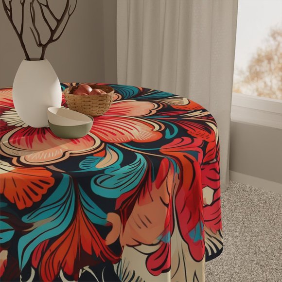 Boho Tablecloth | Vintage Tablecloth | Floral table cloth | Rectangle Square - Picture 5 of 5